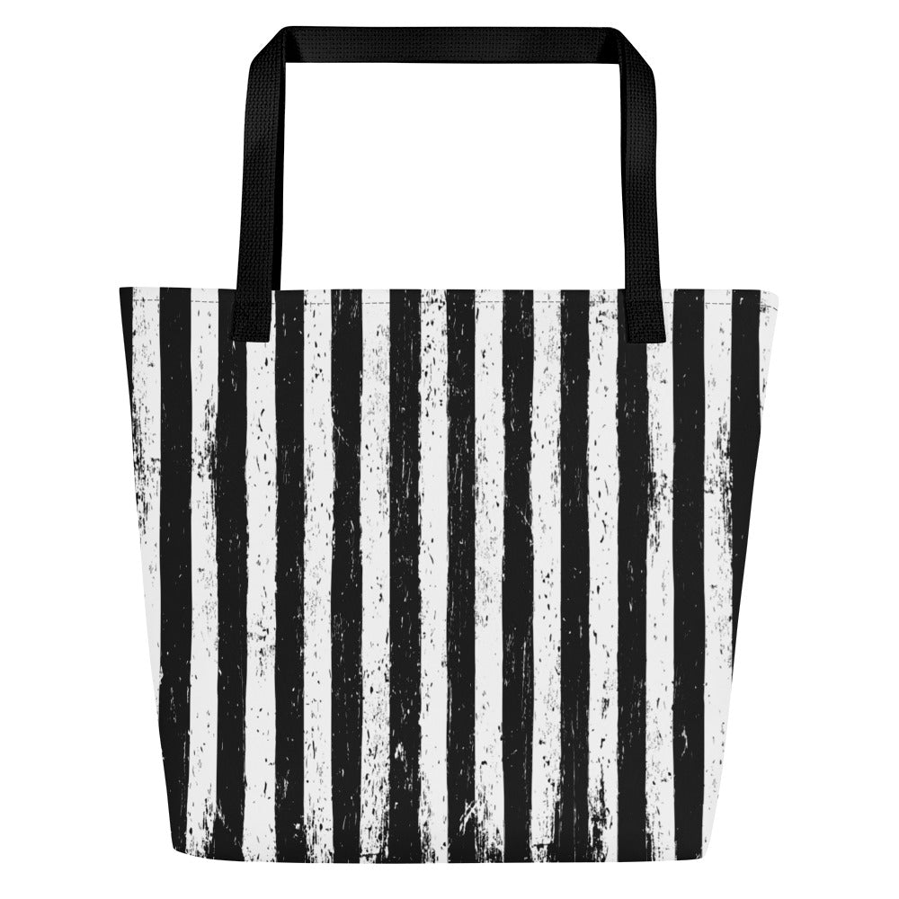 Distressed Vertical Stripes artwork on unisex tote bag, front view