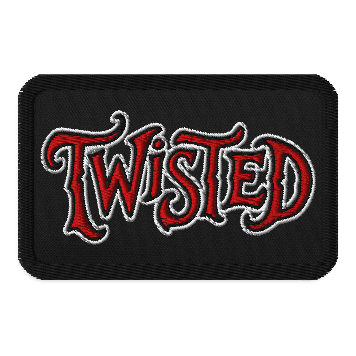 Rectangle embroidered patch featuring Twisted Horror Carnival Iron On, front view