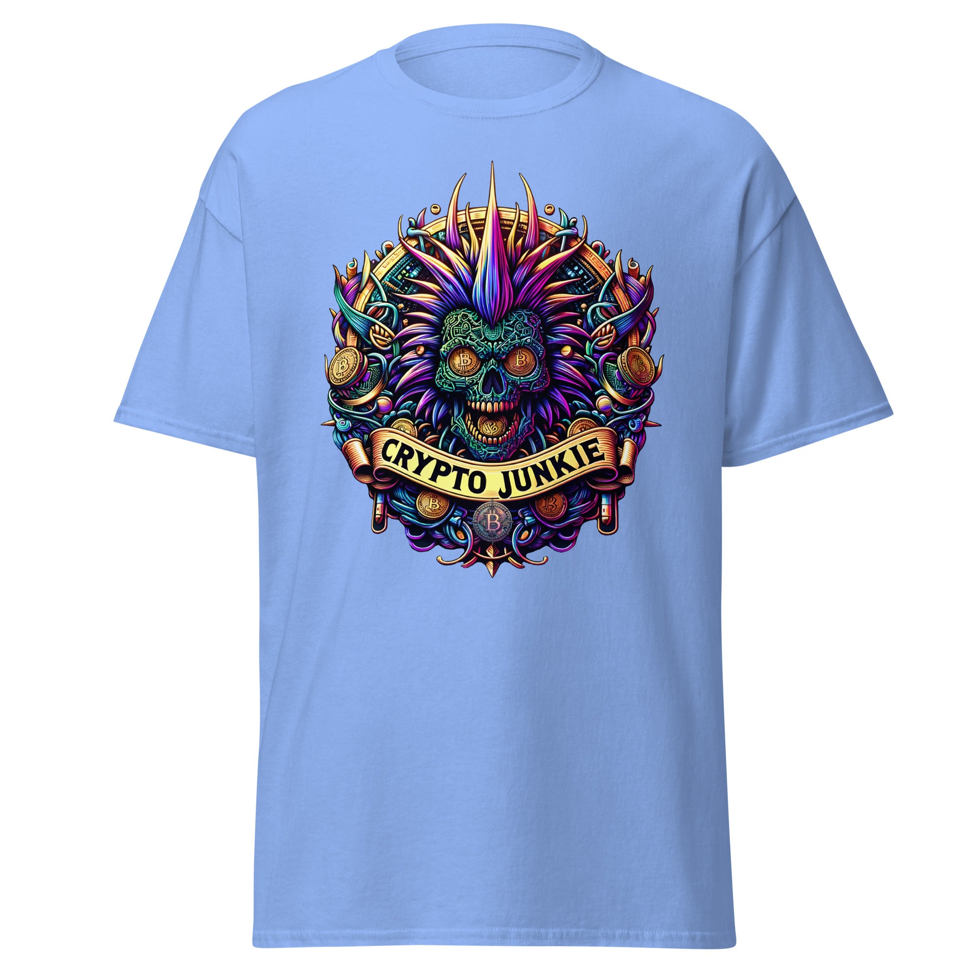 Bitcoin Punk Rock Skull Crypto Junkie Digital Asset Men’s Short Sleeve T-Shirt