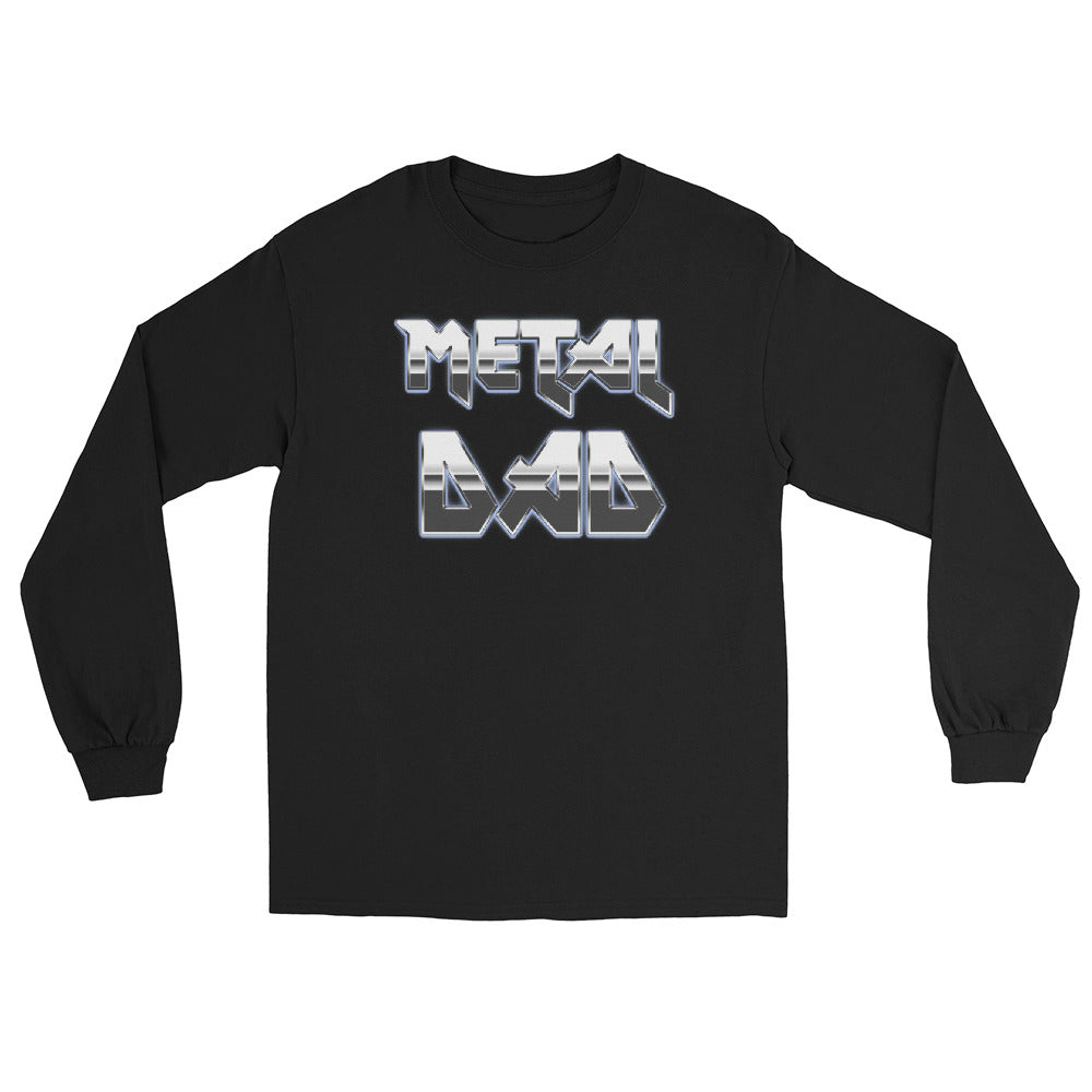 Metal Dad design on unisex long sleeve shirt, front view