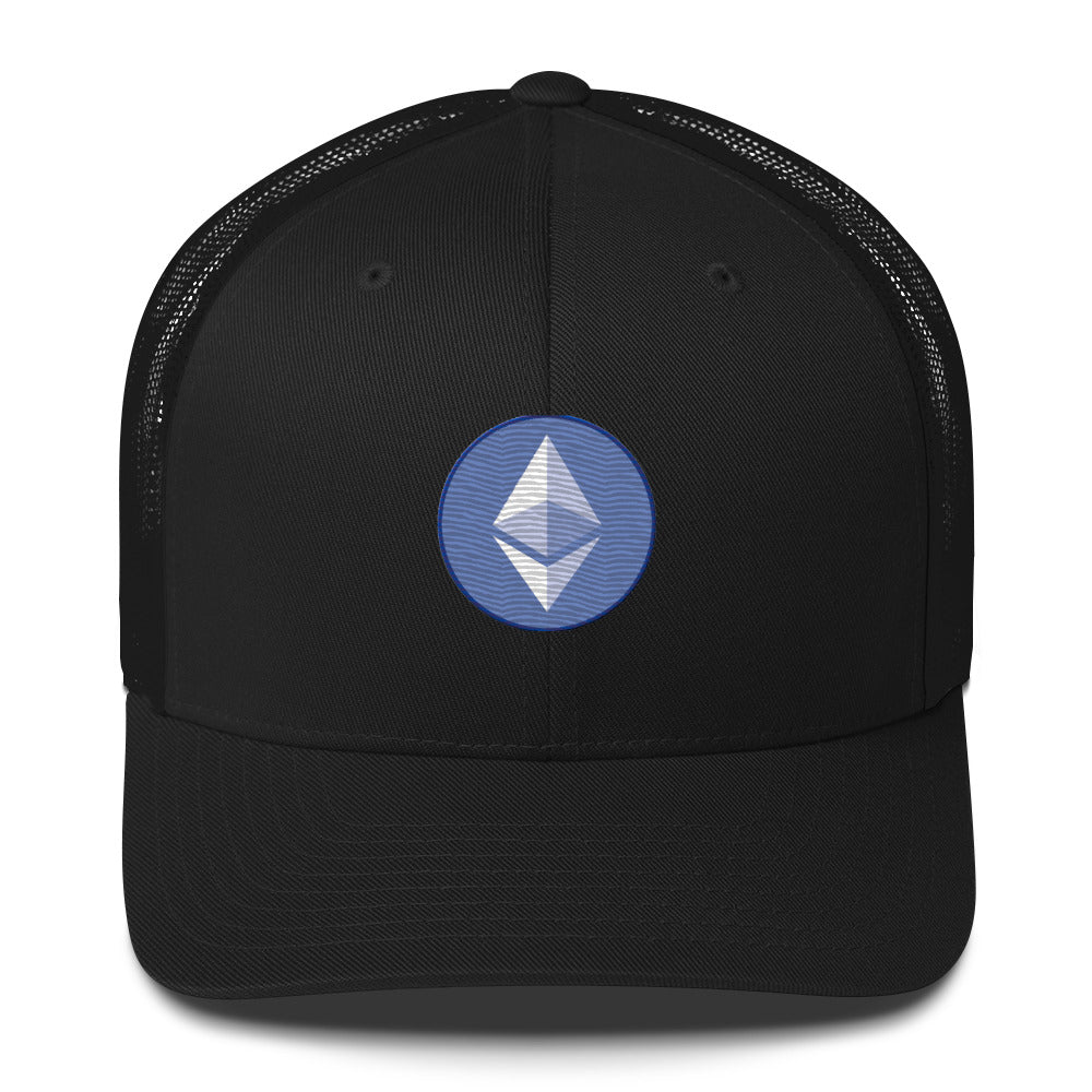 ETH Ethereum Round Logo Cryptocurrency Symbol Trucker Cap Snapback Hat