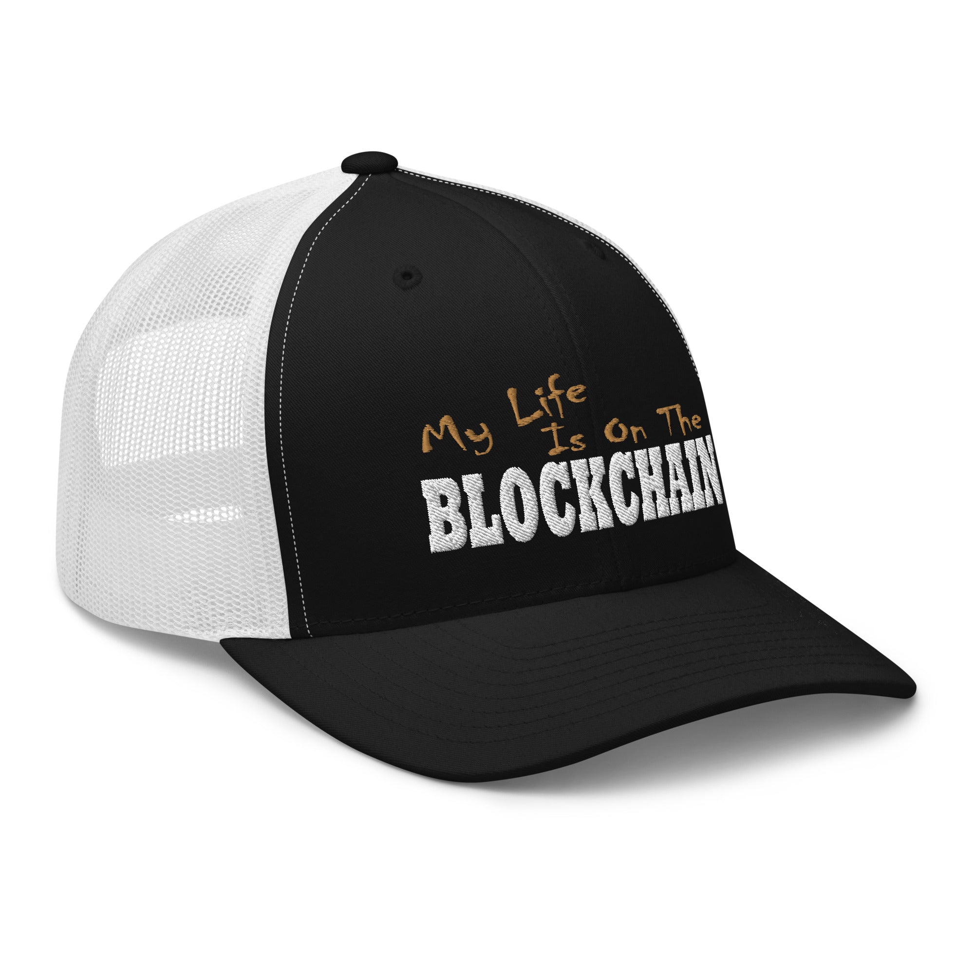 My Life is on the Blockchain Crypto Satire Bitcoin Trucker Cap Snapback Hat