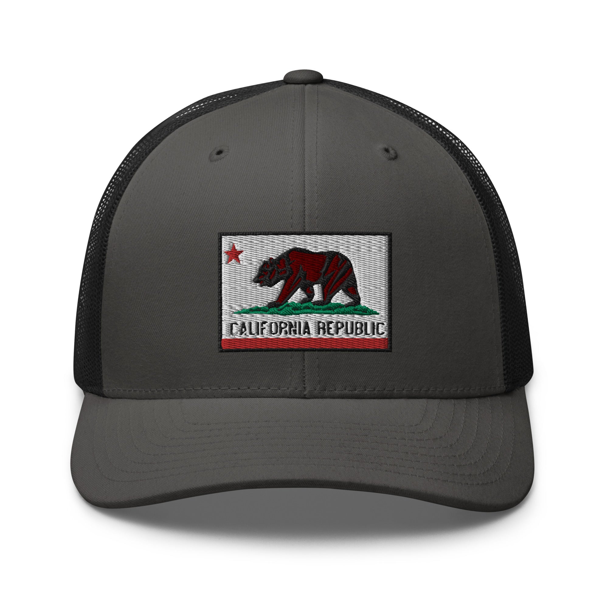 California U.S. State Flag Embroidered Retro Trucker Cap Snapback Hat
