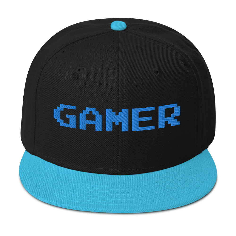 8 Bit Gamer Embroidered Flat Bill Cap Snapback Hat