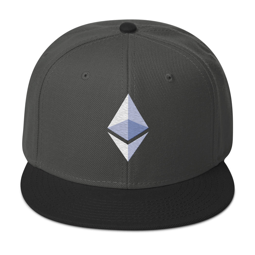 ETH Ethereum Cryptocurrency Symbol Flat Bill Cap Snapback Hat