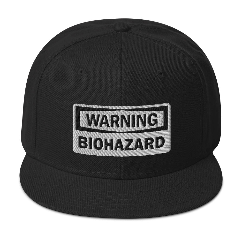 Warning Sign Bio Hazard Zombie Apocalypse Embroidered Flat Bill Cap embroidered snapback hat, product image 4