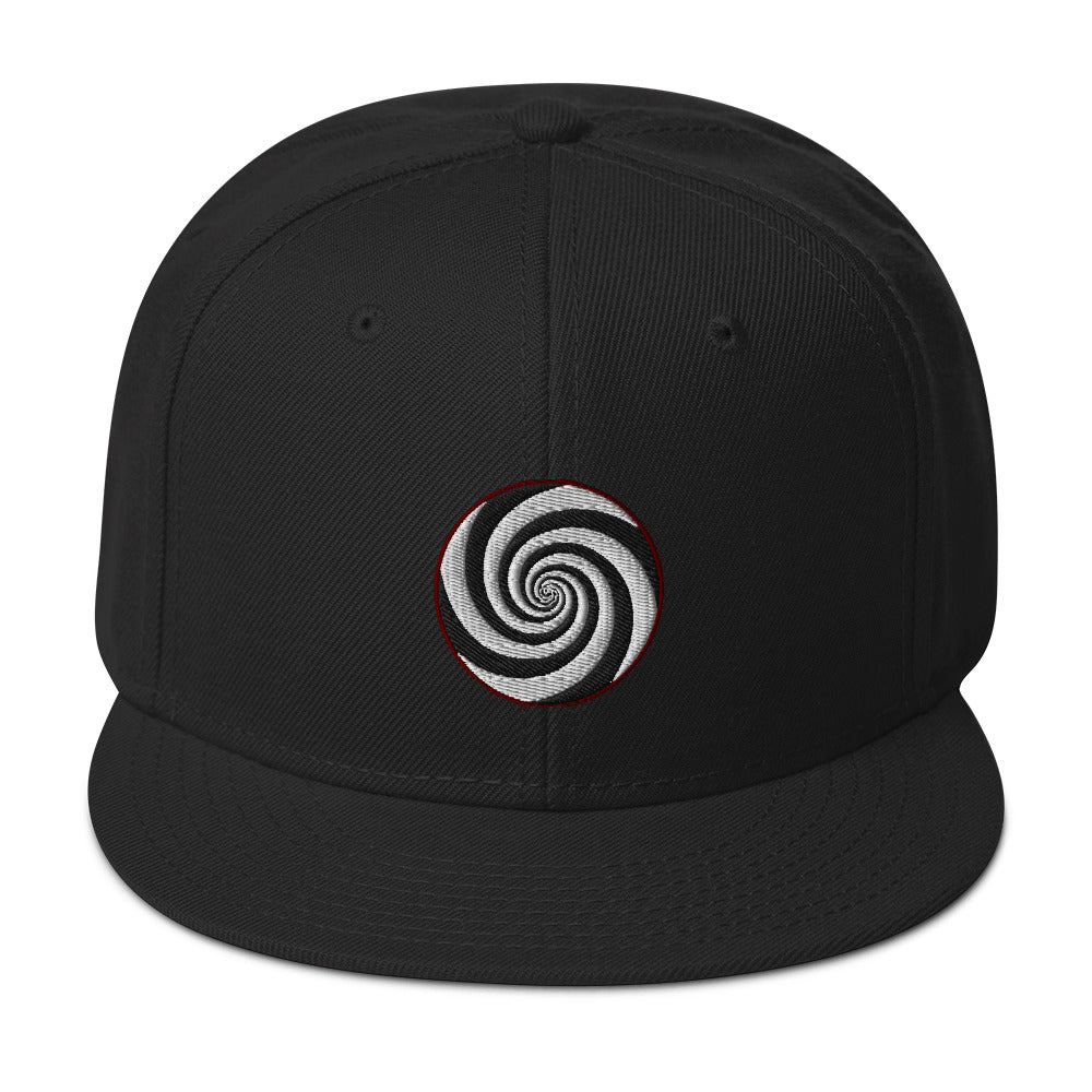 Twilight Zone Hypnotic Hypnosis Spiral Illusion Embroidered Flat Bill Cap embroidered snapback hat, product image 4
