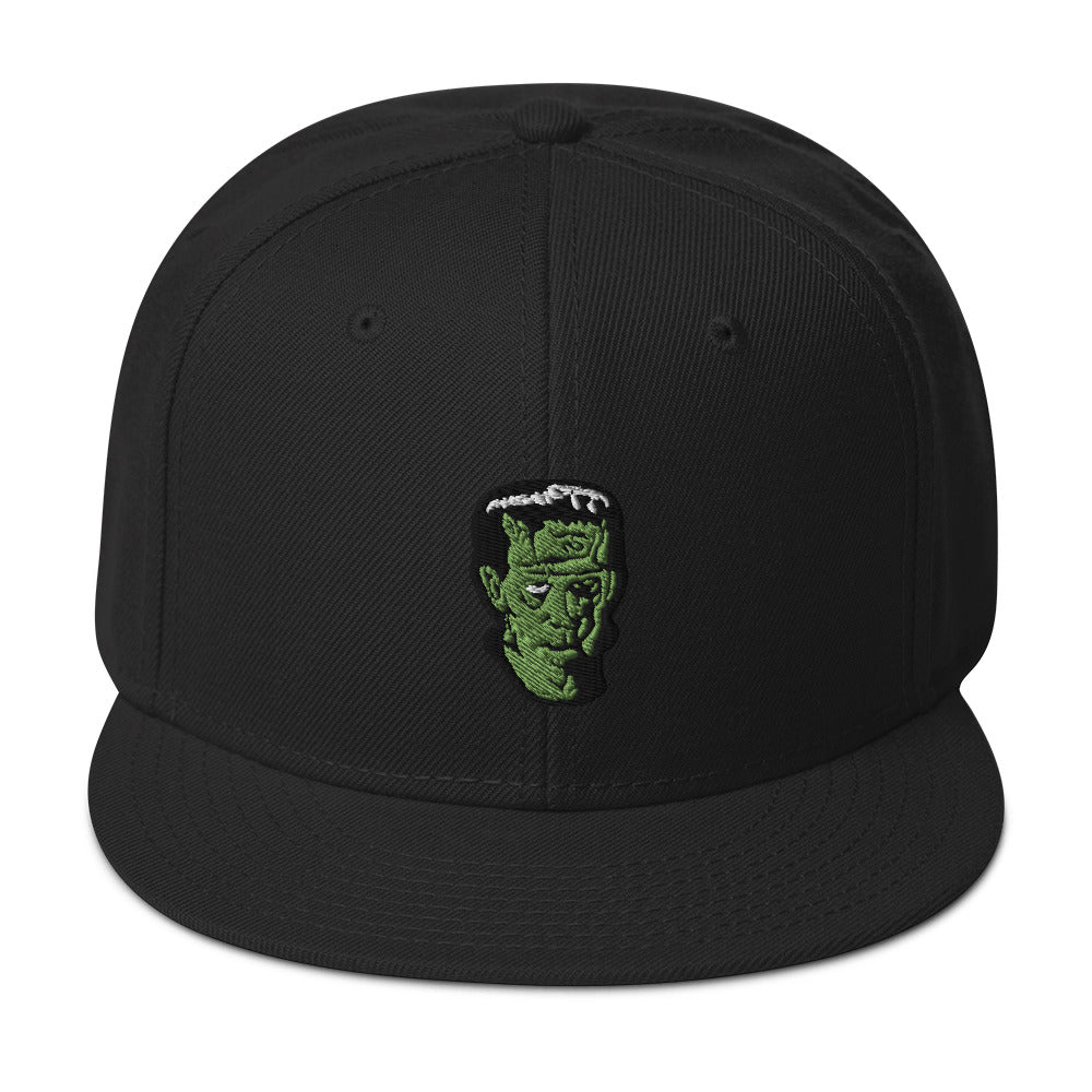 Modern Prometheus Frankenstein's Monster Embroidered Flat Bill Cap embroidered snapback hat, product image 4