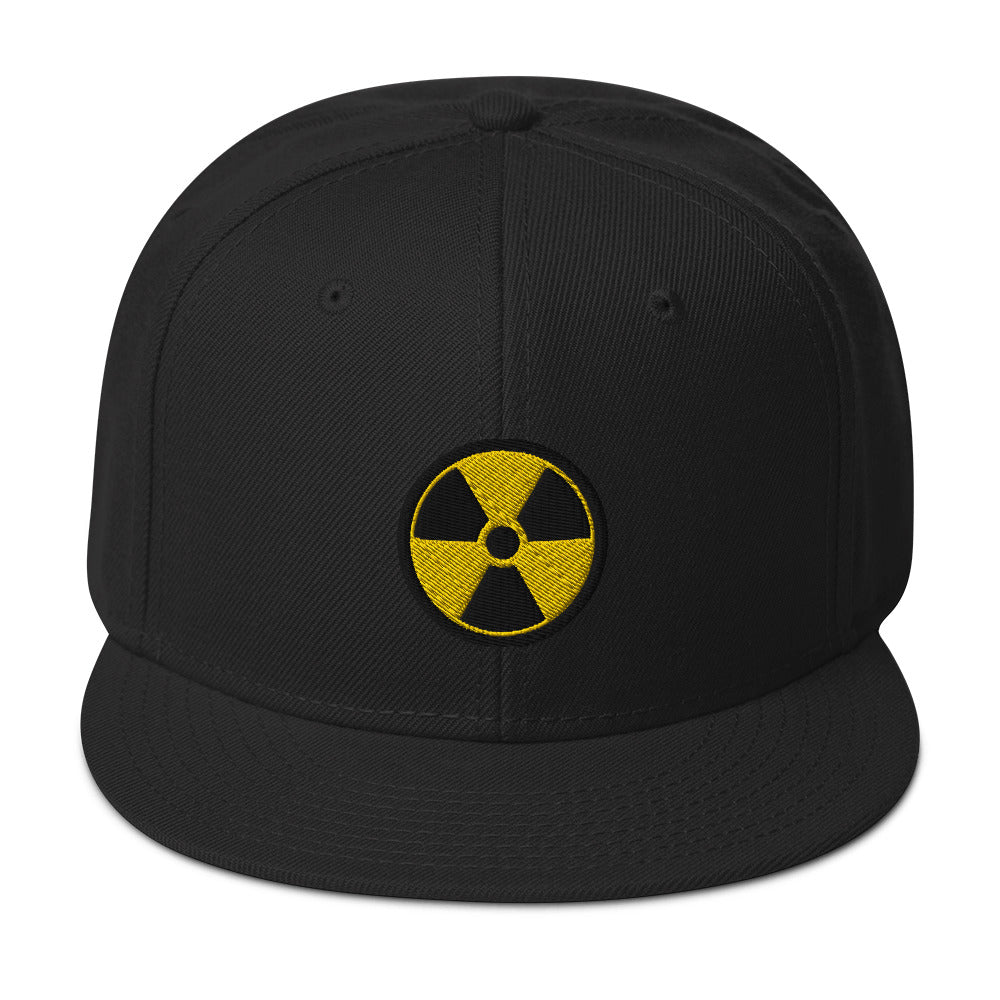 Radioactive Sign Embroidered Doomsday Prepper Flat Bill Cap embroidered snapback hat, product image 4