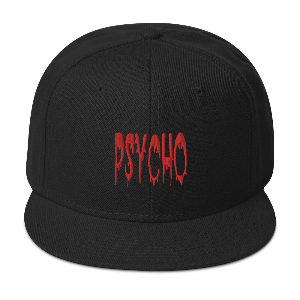 Psycho Horror Red Blood Drip Embroidered Flat Bill Cap embroidered snapback hat, product image 4