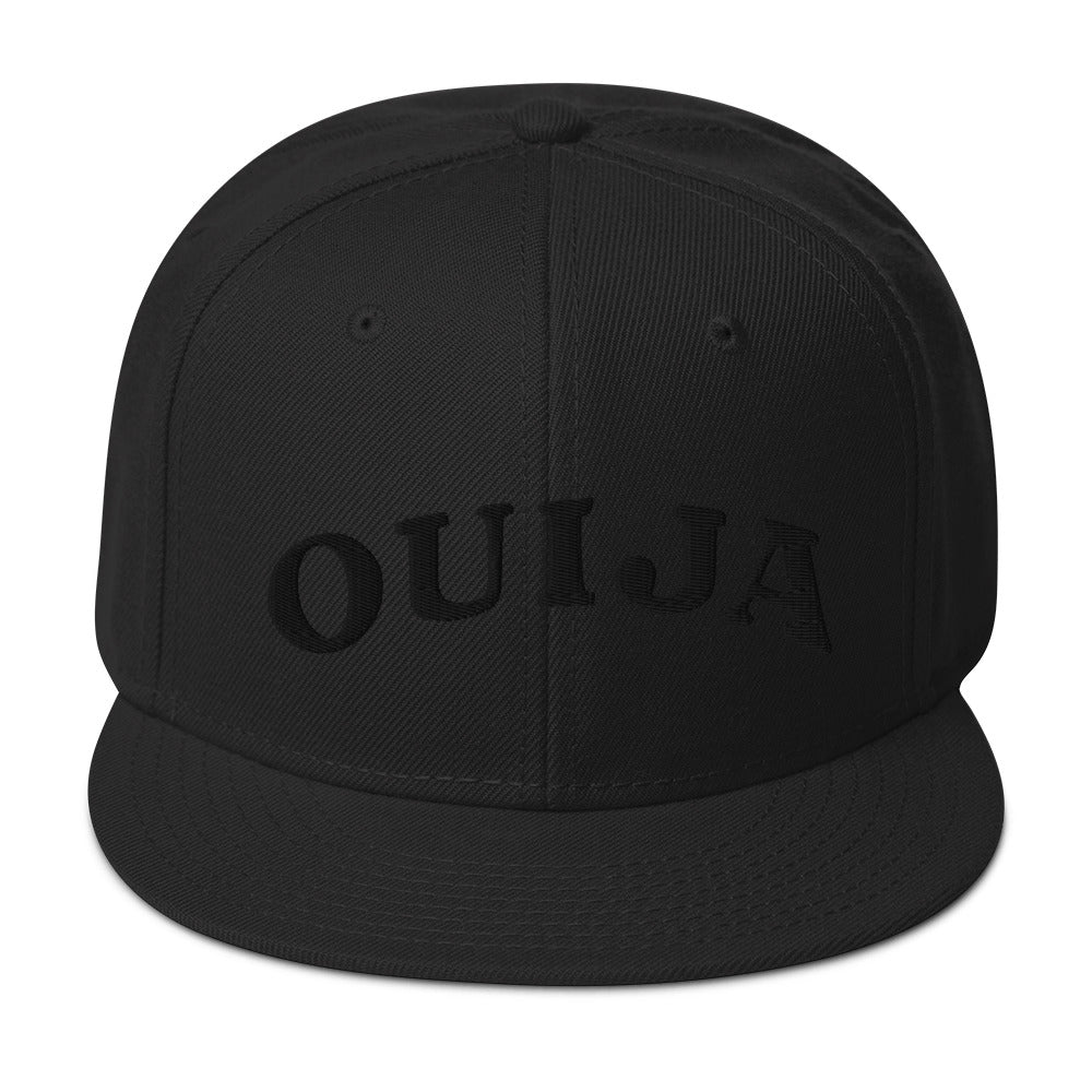 Black Ouija Spirit Board Words Embroidered Flat Bill Cap embroidered snapback hat, product image 4