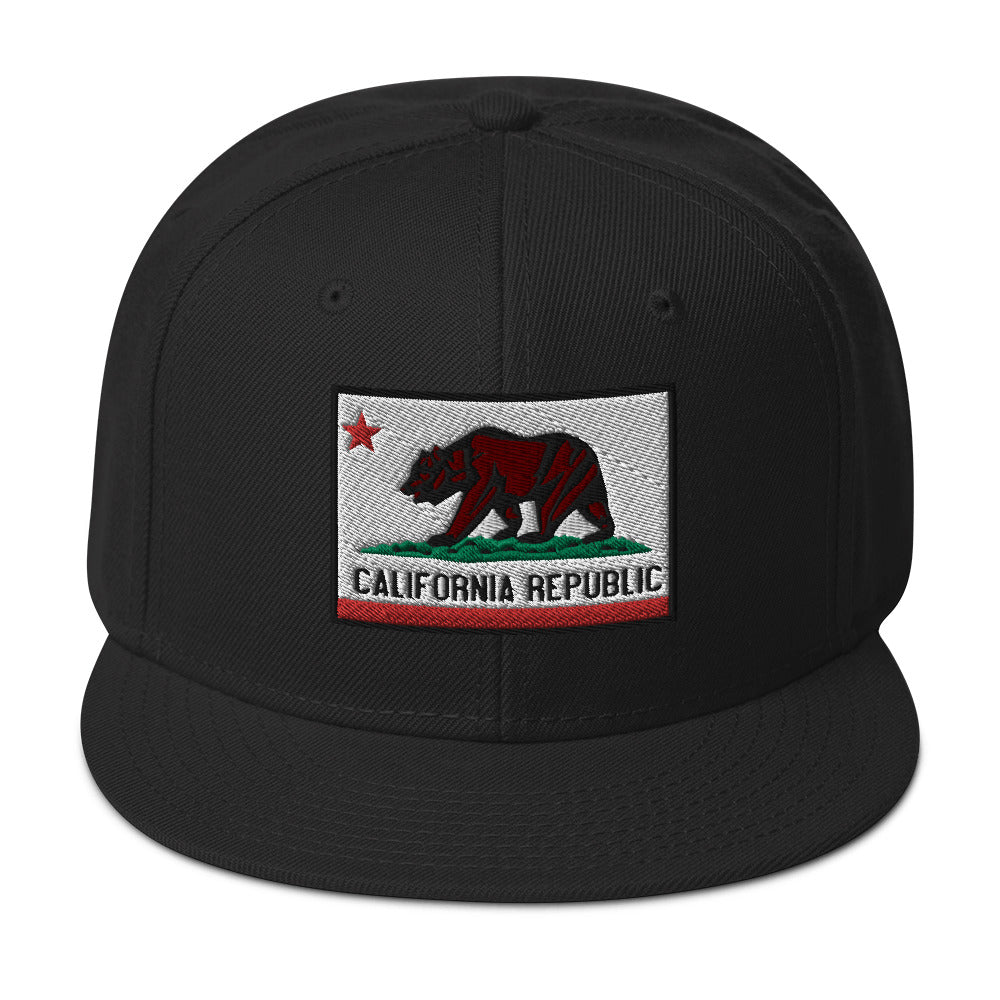 California U.S. State Flag Embroidered Flat Bill Cap embroidered snapback hat, product image 4