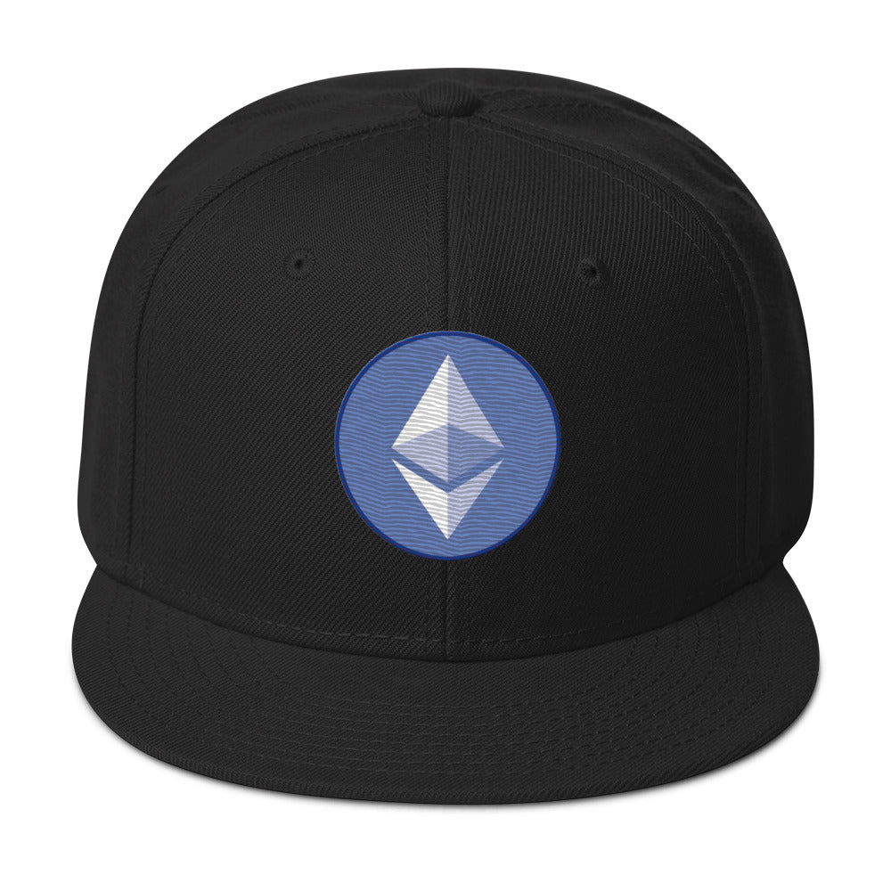 ETH Ethereum Round Logo Cryptocurrency Symbol Flat Bill Cap Snapback Hat