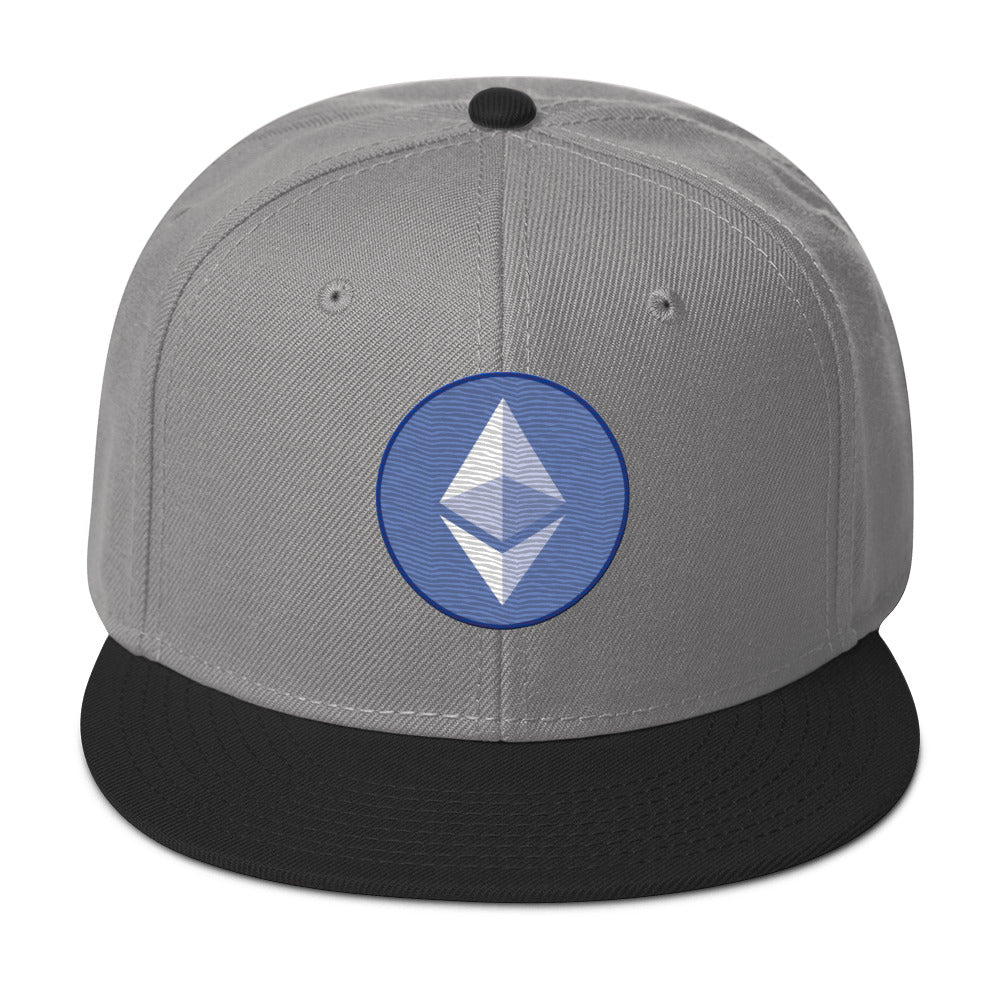 ETH Ethereum Round Logo Cryptocurrency Symbol Flat Bill Cap Snapback Hat