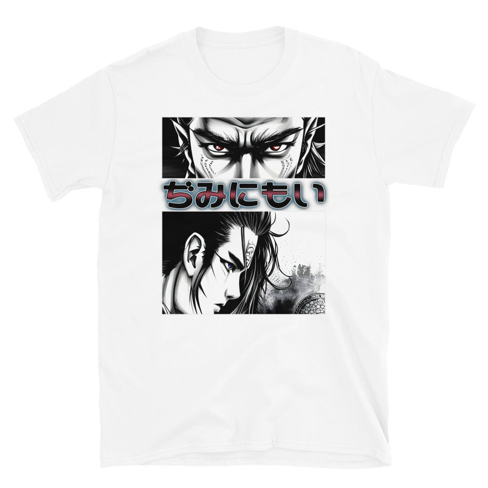Anime Eyes Japanese Letters Samurai Manga Design Short-Sleeve T-Shirt
