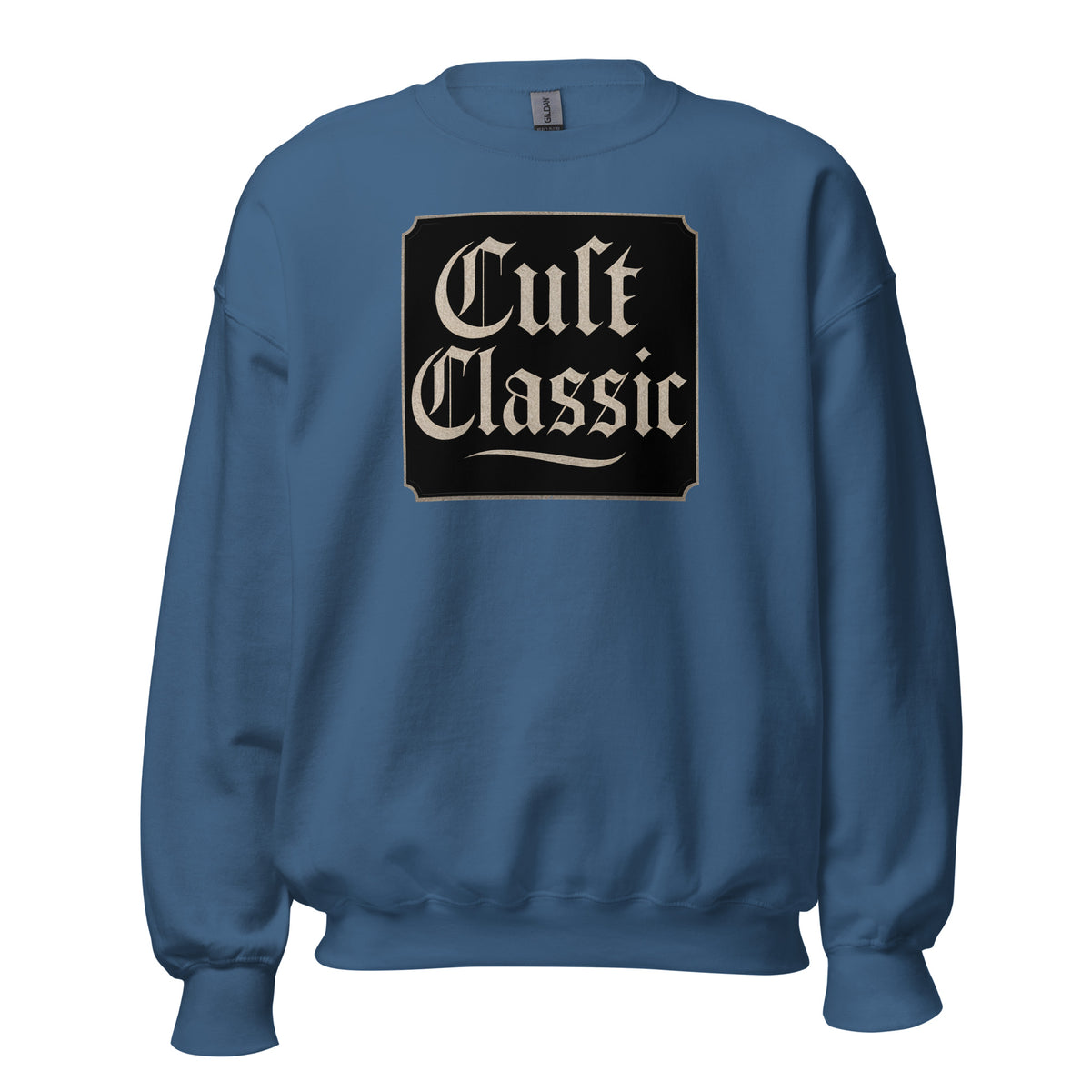 Cult Classic design on unisex crewneck sweater, front view