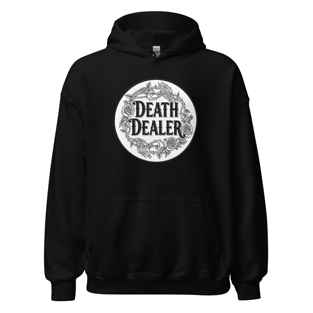 Death Dealer design on unisex hoodie, front view