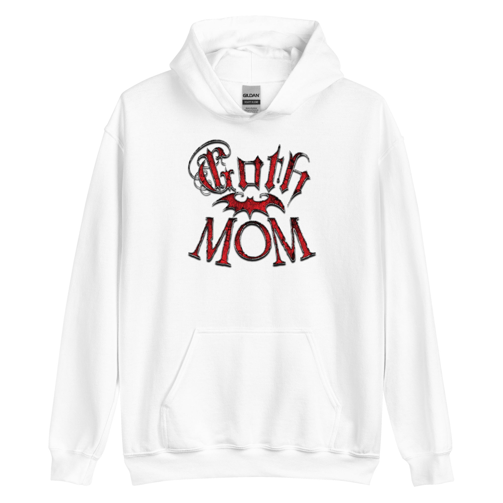 Red Goth Mom with Bat Mother's Day Unisex Hoodie Sweatshirt