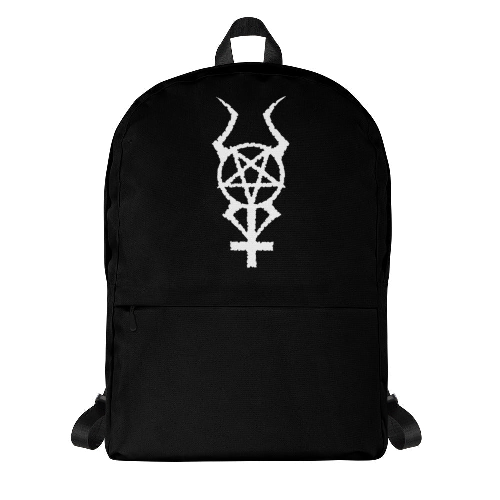 Horned Pentacross Inverted Cross w/ Pentagram and Horns Backpack School Bag - Edge of Life Designs