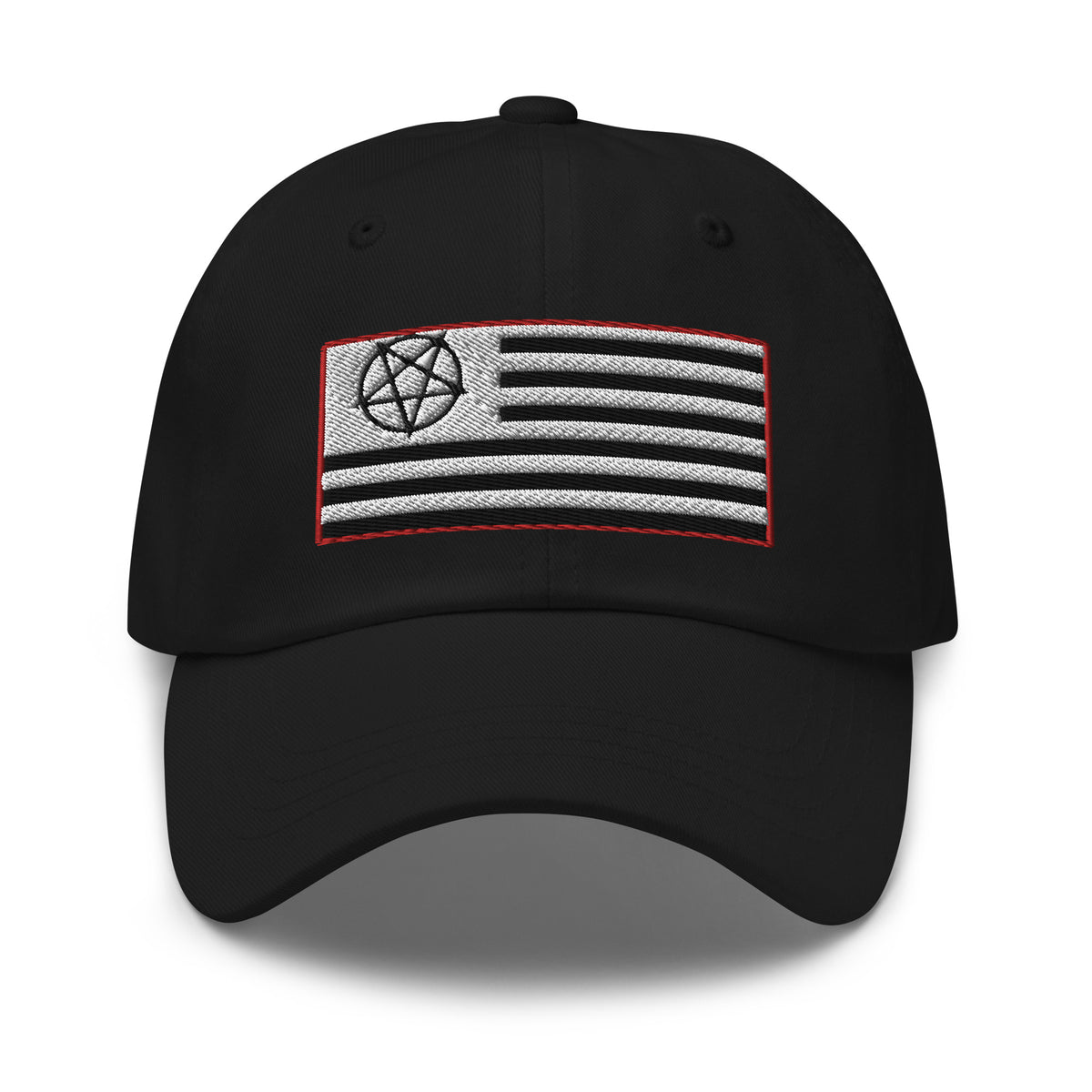 American Satanist Pentagram U.S. Flag embroidered dad hat, product image 1