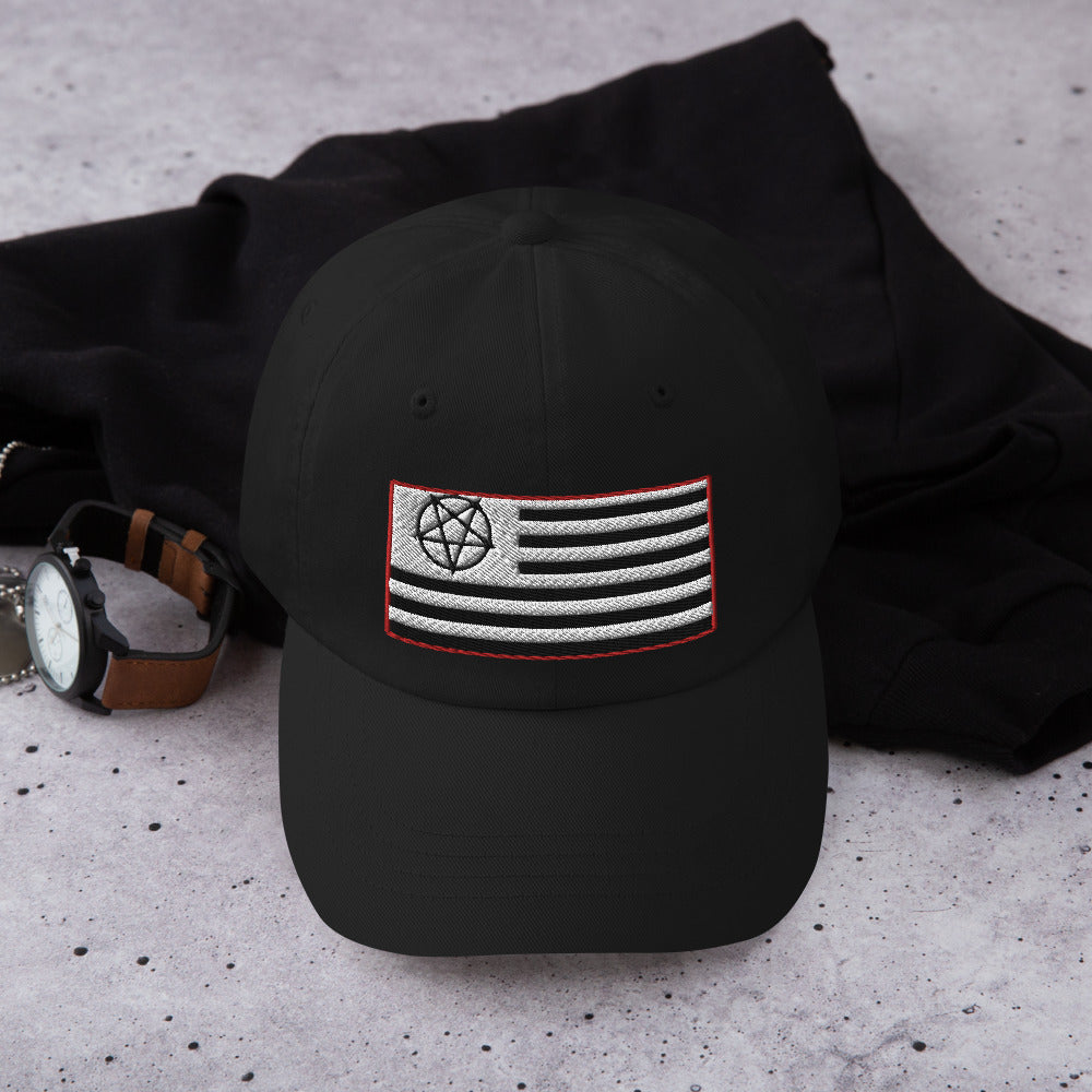 American Satanist Pentagram U.S. Flag Embroidered Baseball Cap Dad hat - Edge of Life Designs