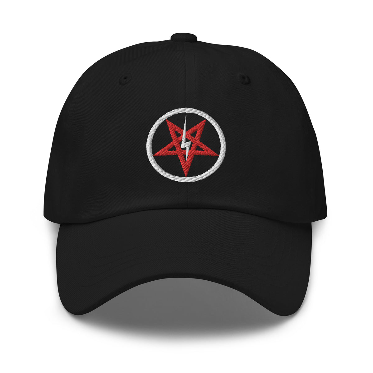 Lightning Bolt Inverted Pentagram Occult Symbol embroidered dad hat, product image 1