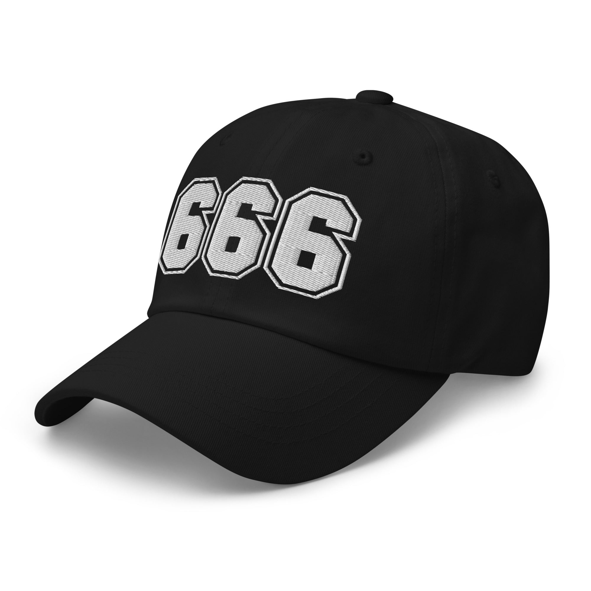 666 The Number of the Beast Evil Embroidered Baseball Cap Dad hat White Thread - Edge of Life Designs