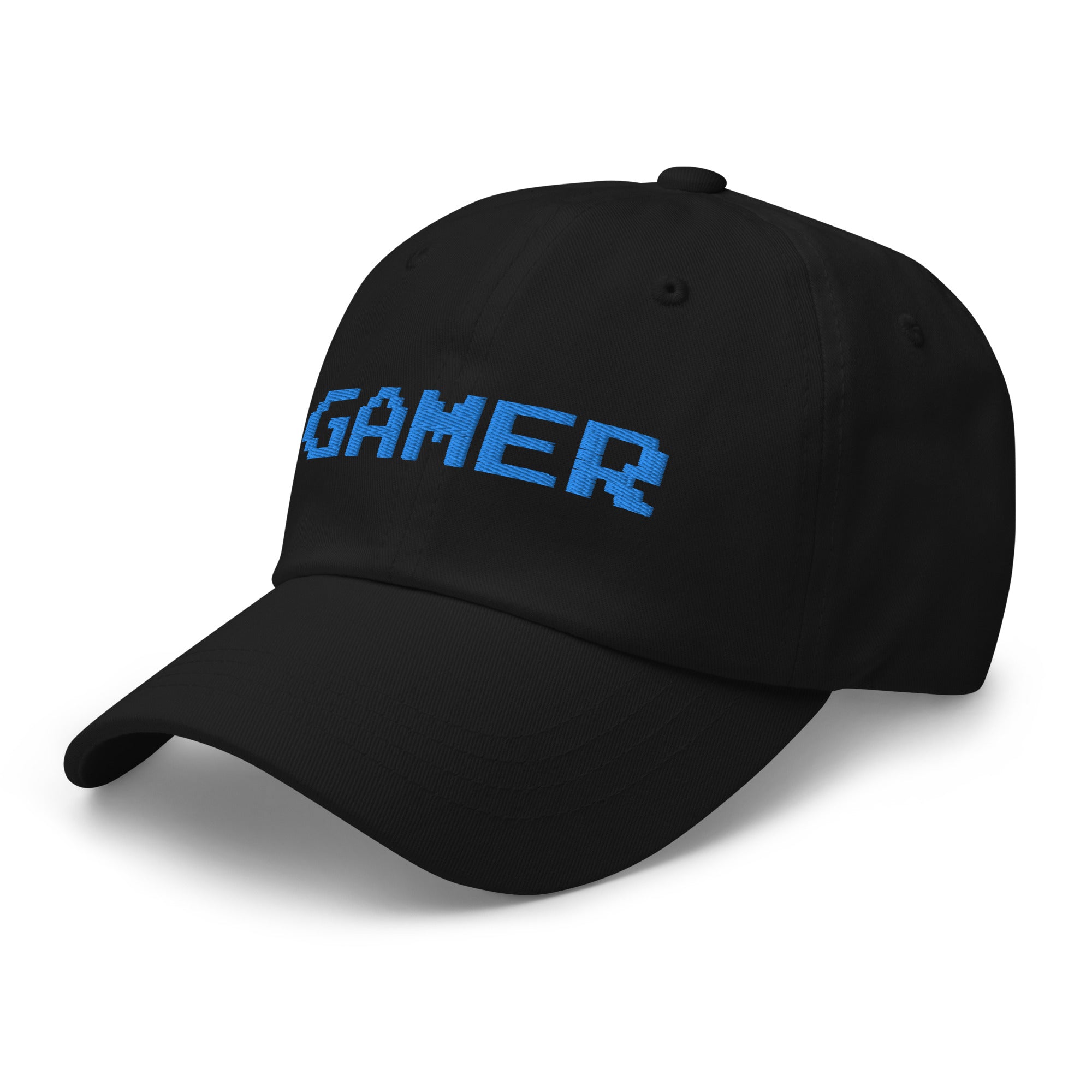 8 Bit Gamer Embroidered Baseball Cap 80's Retro Style Gaming Blue Thread Dad hat - Edge of Life Designs
