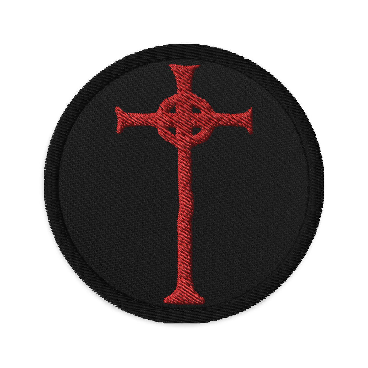 Circular embroidered patch featuring Vampire Hunter D Sign of the Cross, front view