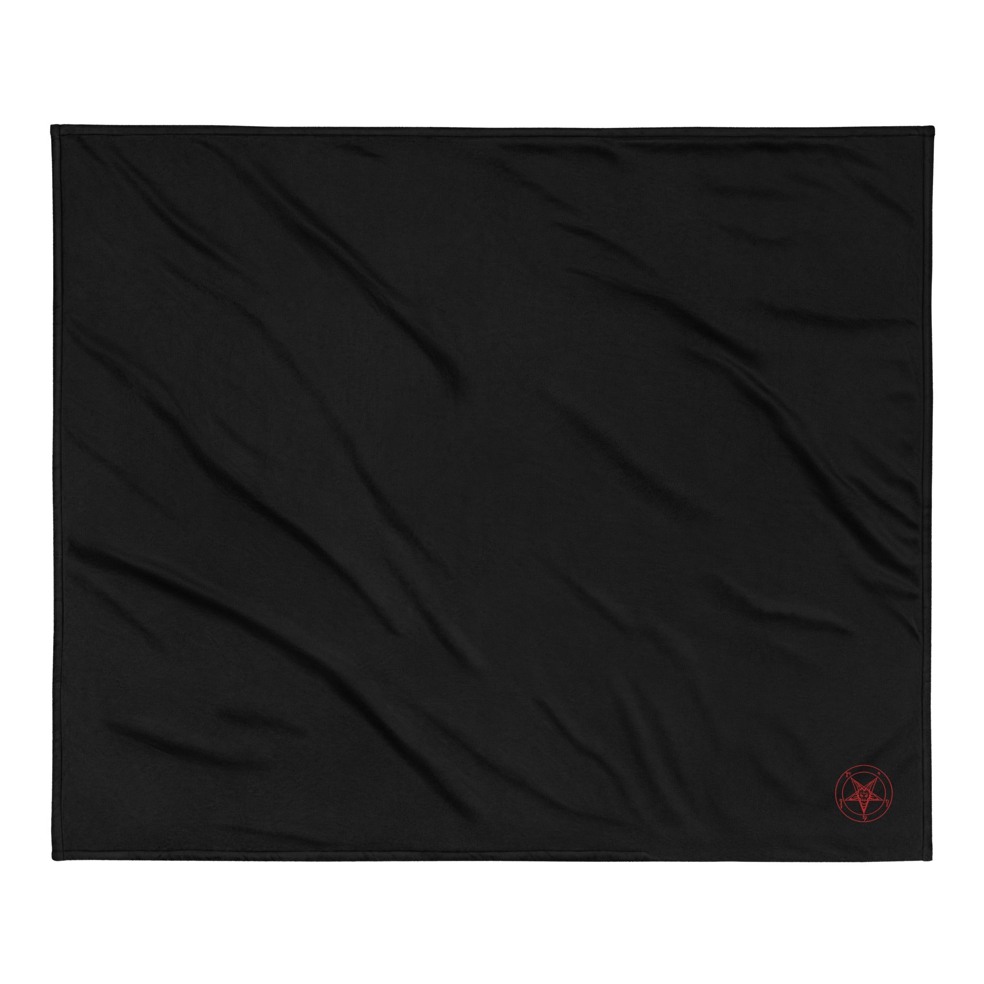 Sigil of Baphomet Satanic Occult Symbol Embroidered Premium Sherpa Blanket Red Thread - Edge of Life Designs