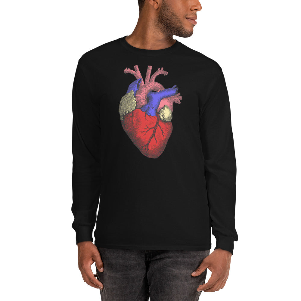 Anatomical Human Heart Medical Art Long Sleeve Shirt Full Color - Edge of Life Designs