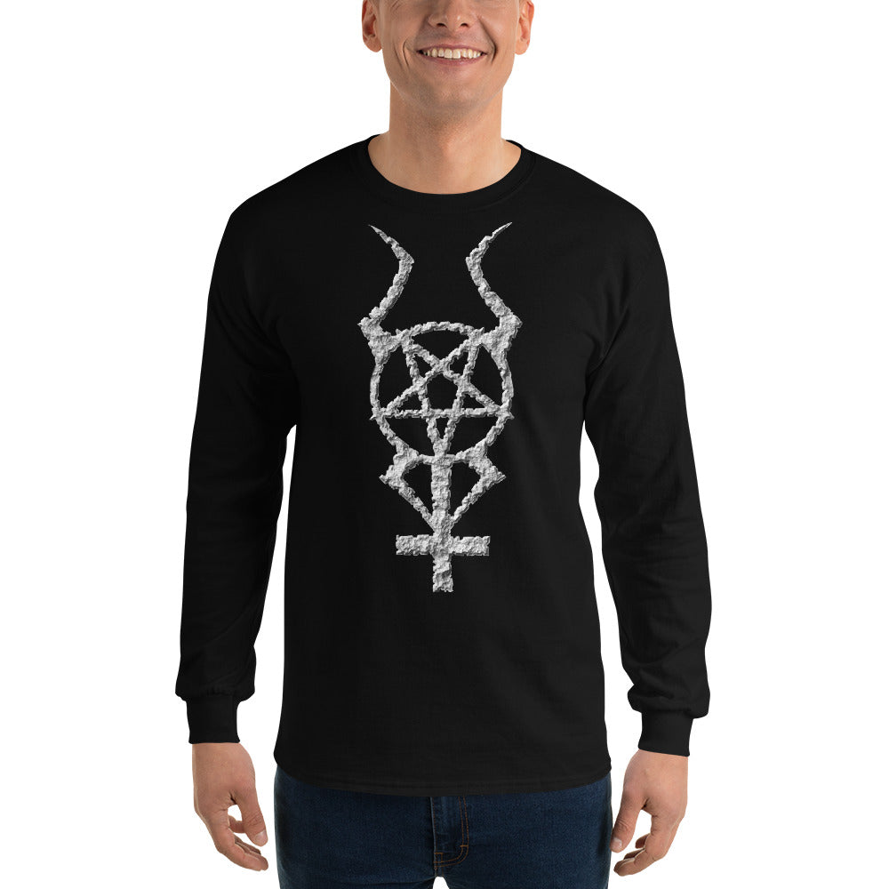 Ancient Stone Horned Pentacross Pentagram Cross Long Sleeve Shirt - Edge of Life Designs
