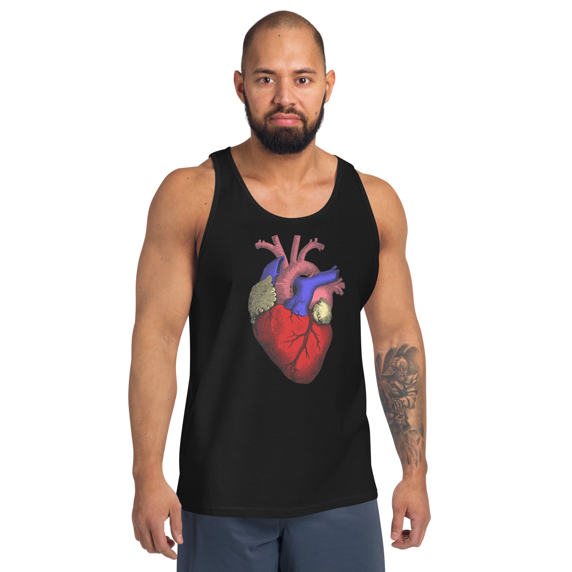 Anatomical Human Heart Medical Art Men's Tank Top Full Color - Edge of Life Designs