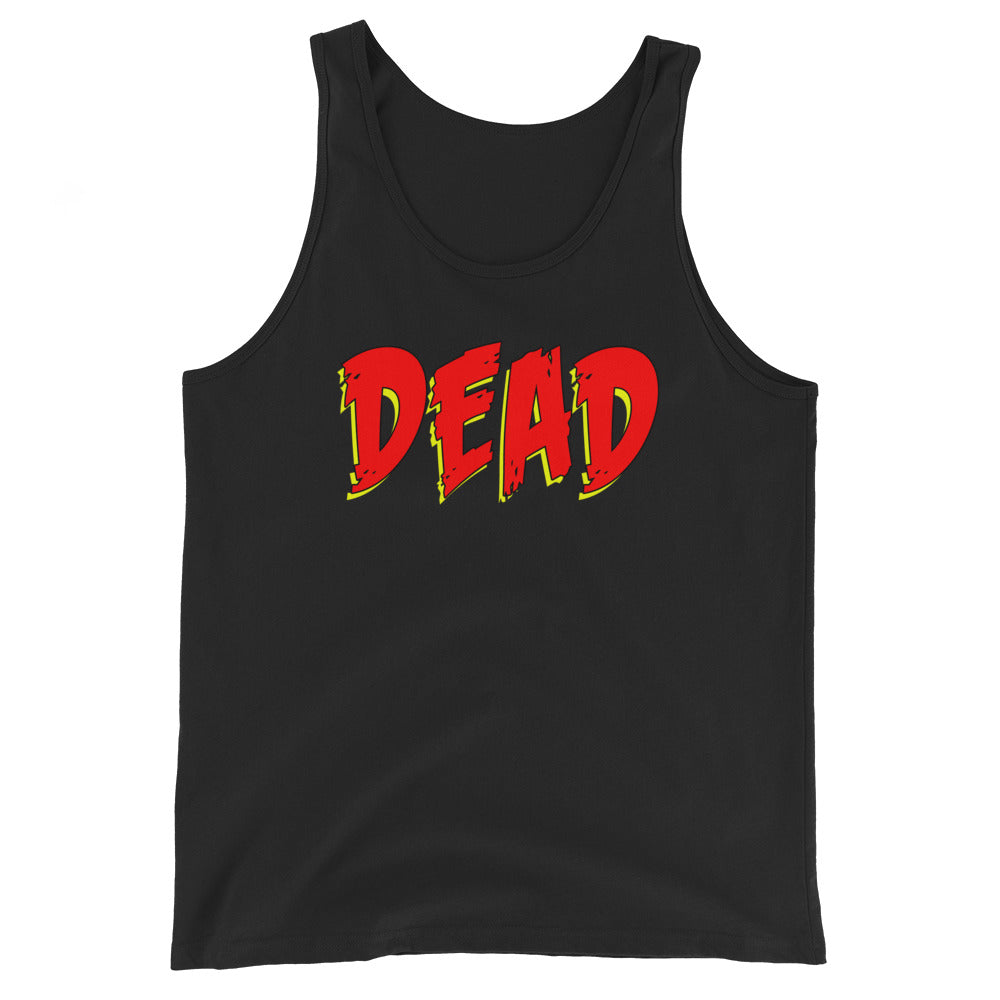 Dead Gothic Emo design on men's tank top, front view