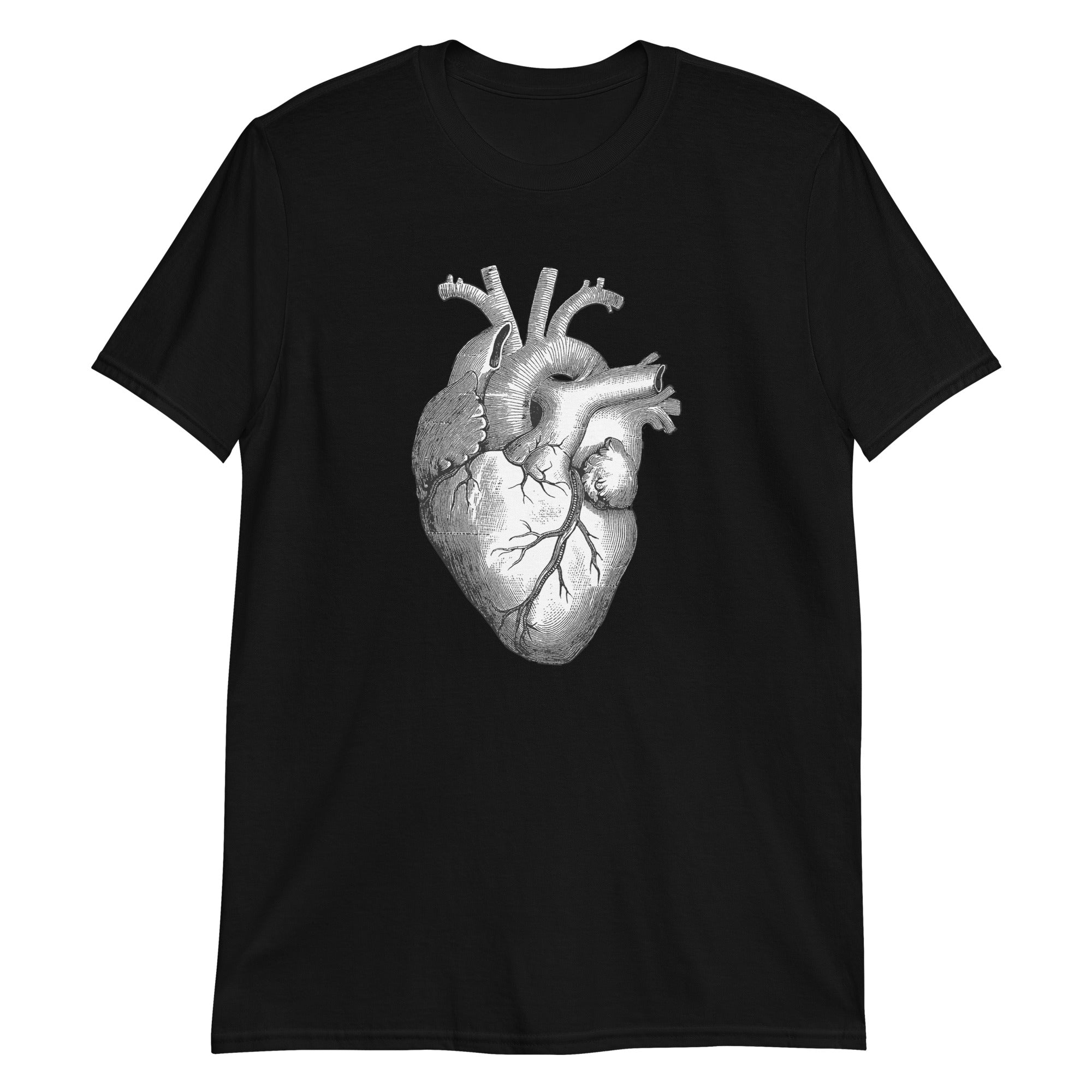 Anatomical Human Heart Medical Art Men's Short Sleeve T-Shirt Black and White - Edge of Life Designs