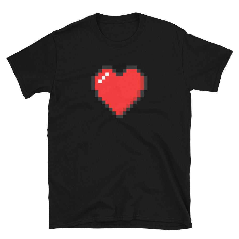 Pixel Heart design on unisex T-shirt, front view