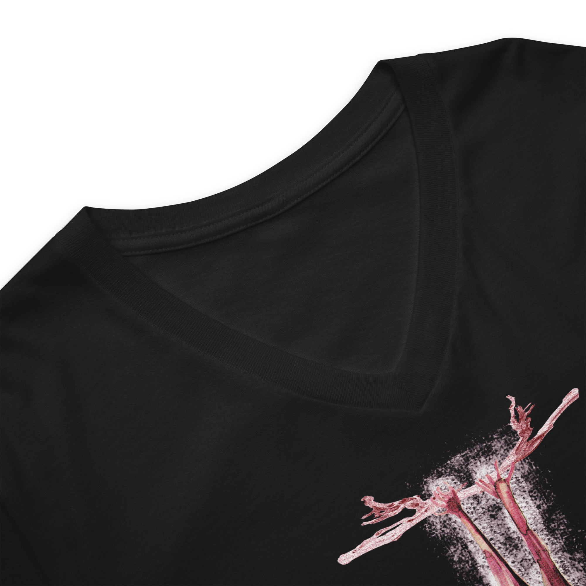 Shy Bat Vampire Goth Style Short Sleeve V-Neck T-Shirt