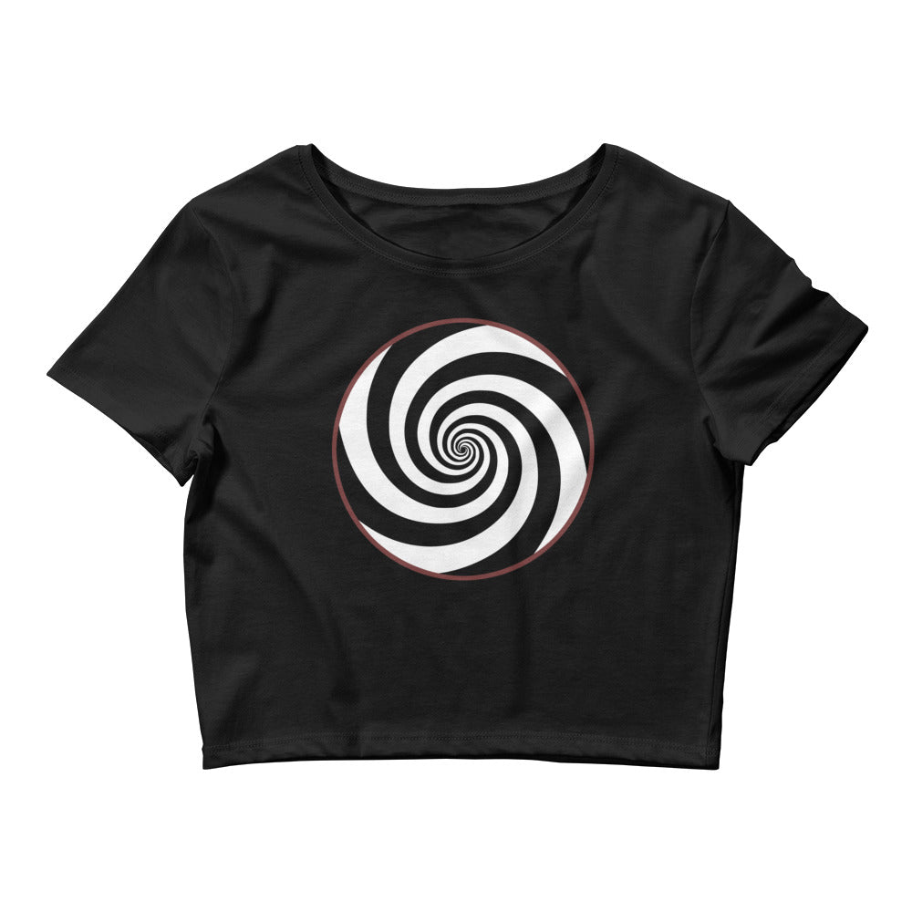Hypnotic Hypnosis Spiral Swirl Illusion Twilight Zone Women’s Crop Tee