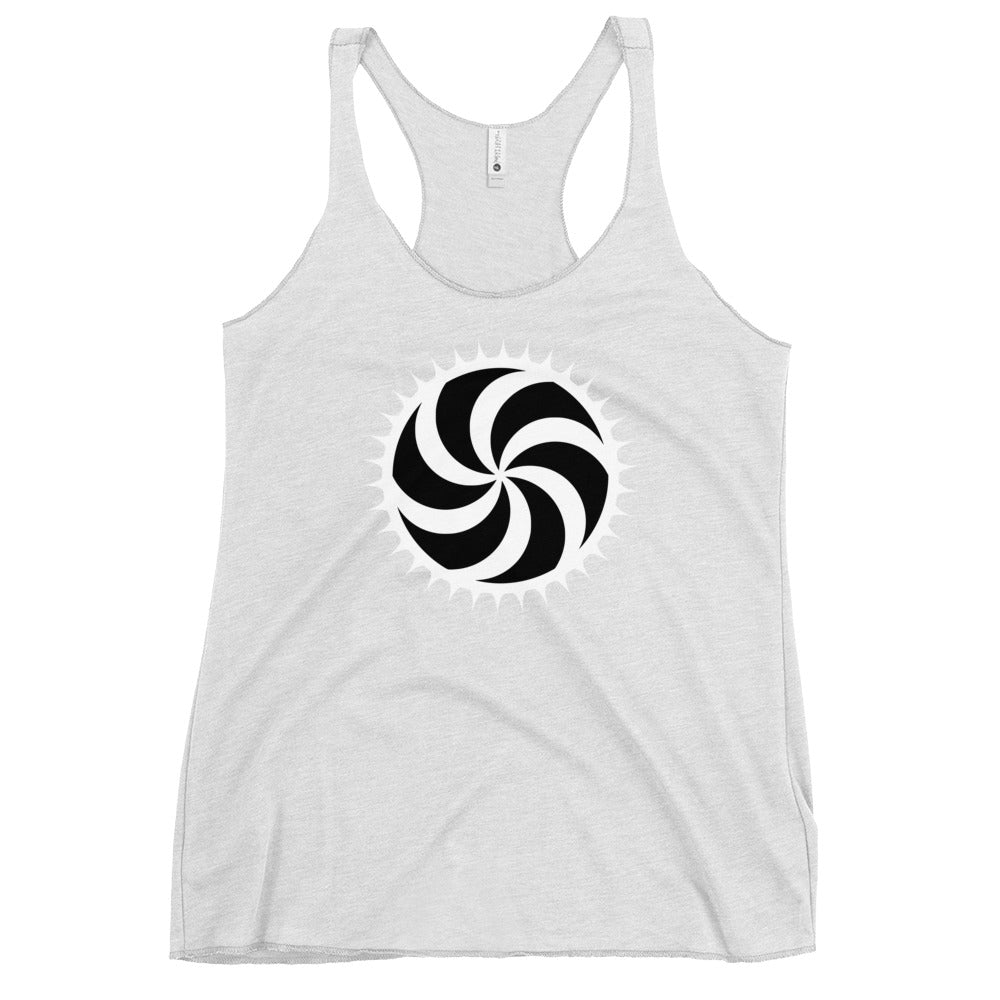 White Deadly Swirl Spike Alchemy Symbol Women's Racerback Tank Top Shirt