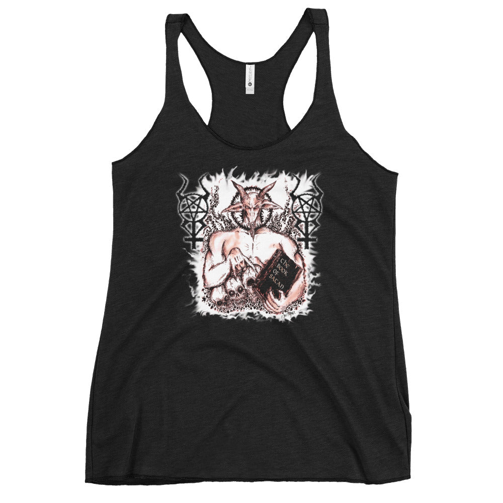 Book of Satan Baphomet Satanic Ritual Women's Racerback Tank Top Shirt - Edge of Life Designs