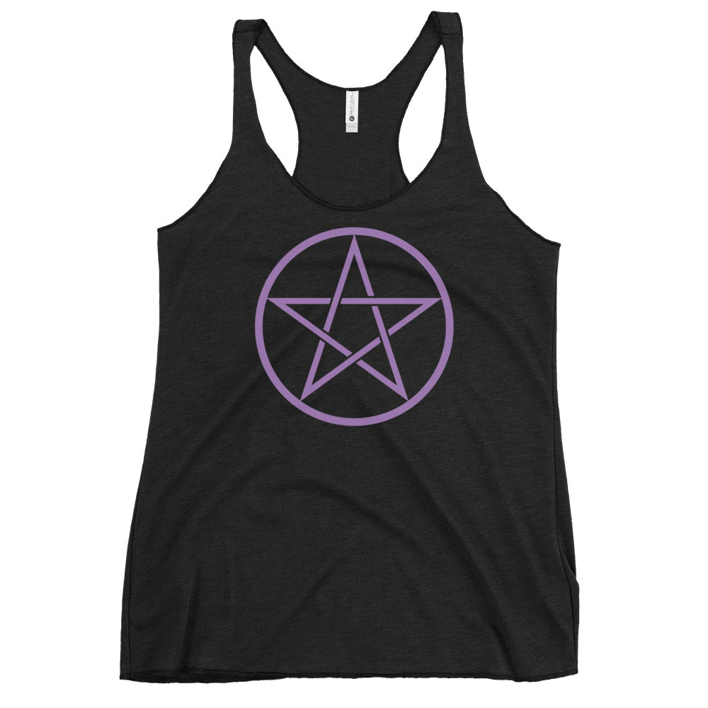Wiccan Pentacle graphic on women's racerback tank, front view