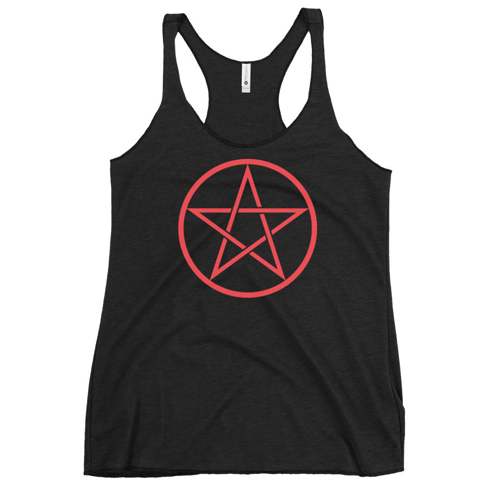 Wiccan Pentacle graphic on women's racerback tank, front view