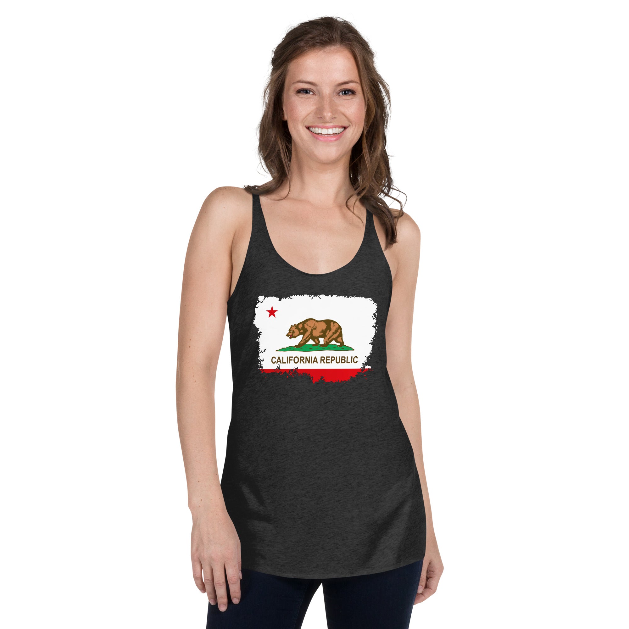 California State Flag Torn and battered Women's Racerback Tank Top Shirt