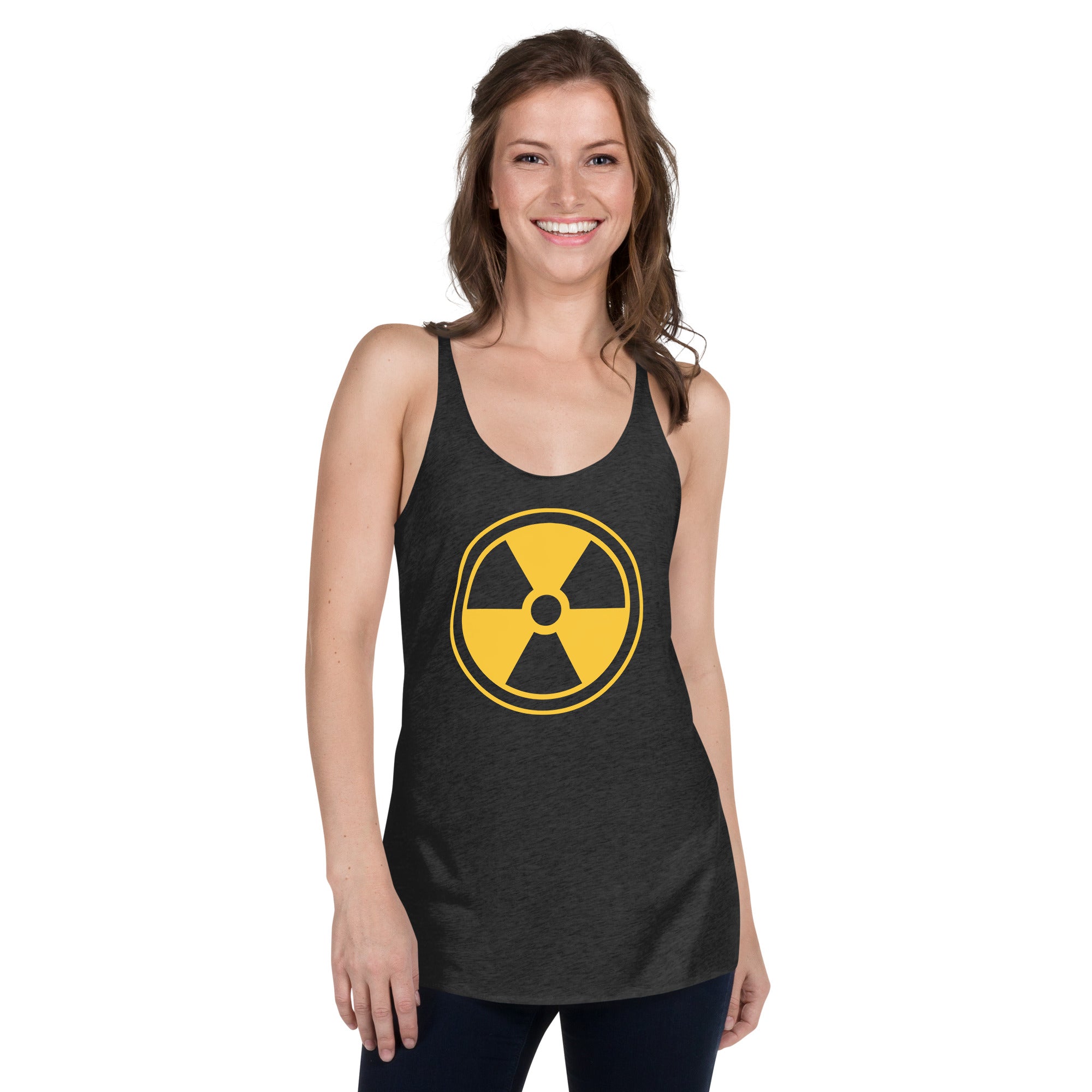 Yellow Radioactive Radiation Warning Sign Women's Racerback Tank Top Shirt