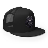 Black/ White/ Black trucker hat featuring All Seeing Eye embroidered artwork, product image 5