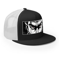 Silver/ Black trucker hat featuring Anime Eyes Samurai Snapback embroidered artwork, product image 4