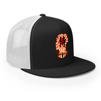 Silver/ Black trucker hat featuring Samurai Rising Sun Snapback embroidered artwork, product image 4