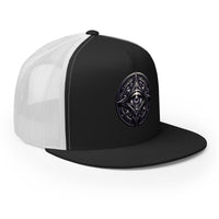 Silver/ Black trucker hat featuring All Seeing Eye embroidered artwork, product image 4