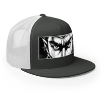 Royal/ White/ Royal trucker hat featuring Anime Eyes Samurai Snapback embroidered artwork, product image 6