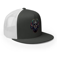 Royal/ White/ Royal trucker hat featuring Mechanical Scarab embroidered artwork, product image 6